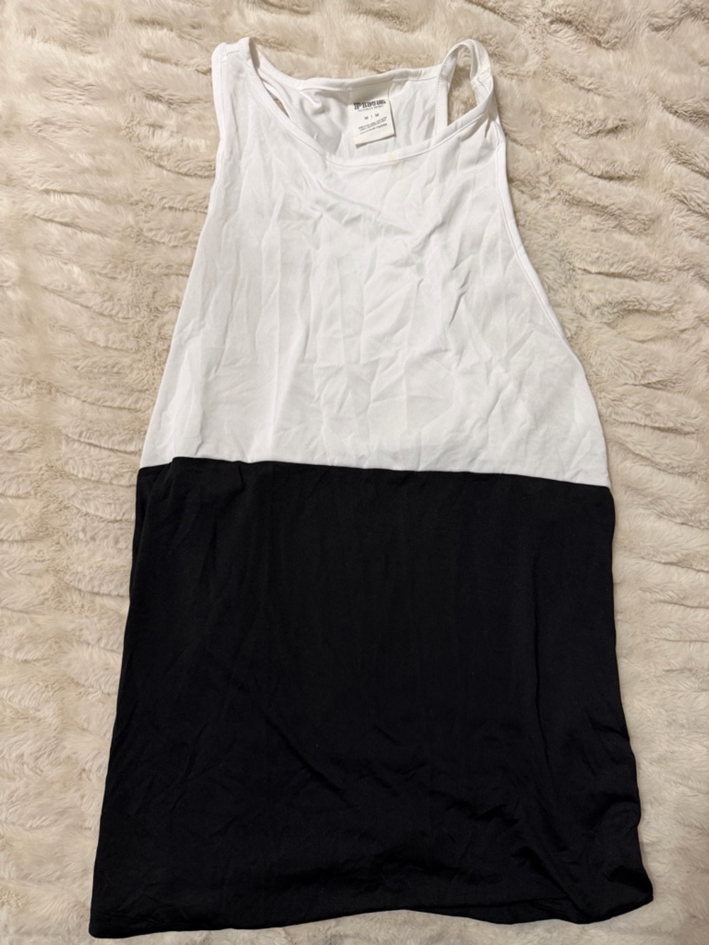 White and Black Colorblock Racerback Tank